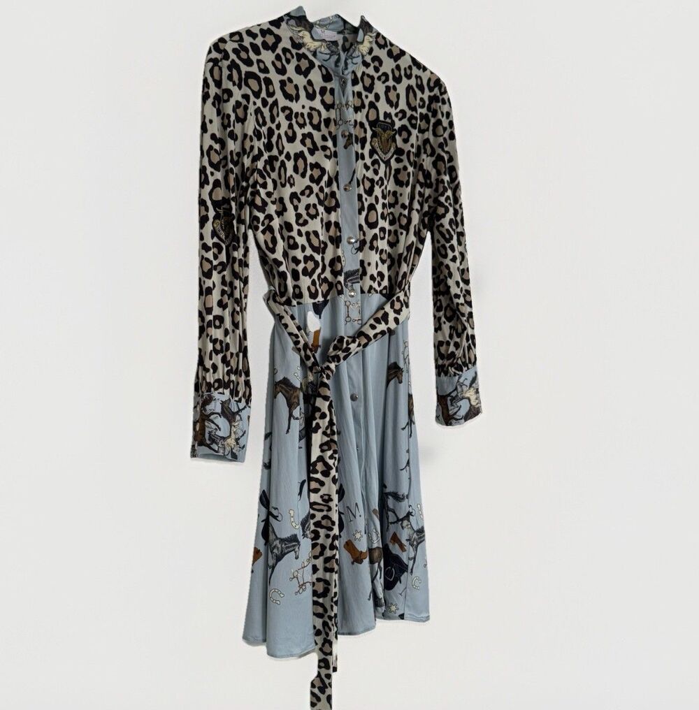 Mucho Gusto Dutch Handmade Maximalist Luxury Dress M Leopard Mob Wife MSRP €439 - Picture 12 of 16
